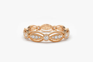 0.35 TCW Round Cut Vintage Milgrain Moissanite Diamond Wedding Band