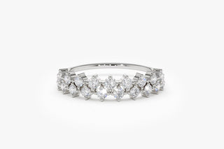 0.60 TCW Round Cut Double Row Prong Moissanite Diamond Wedding Band