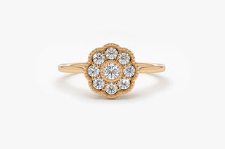 0.39 TCW Round Cut Flower Set Cluster Moissanite Diamond Wedding Band
