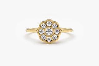 0.39 TCW Round Cut Flower Set Cluster Moissanite Diamond Wedding Band