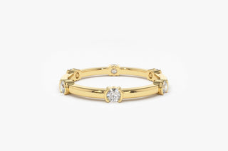 0.34 TCW Round Cut Bezel Petite Moissanite Diamond Wedding Band