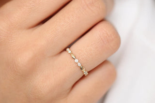 0.20 TCW Round Cut Bezel Unique Stacking Moissanite Diamond Wedding Band