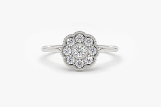 0.39 TCW Round Cut Flower Set Cluster Moissanite Diamond Wedding Band