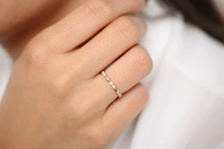 0.20 TCW Round Cut Bezel Unique Stacking Moissanite Diamond Wedding Band