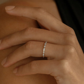 0.30 TCW Round Cut Unique Bezel Eternity Moissanite Diamond Wedding Band
