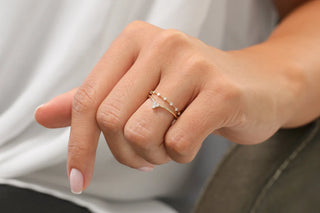 0.09 TCW Round Cut 3 Stone Curved Moissanite Diamond Wedding Band