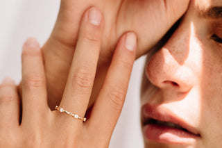 0.34 TCW Round Cut Bezel Petite Moissanite Diamond Wedding Band