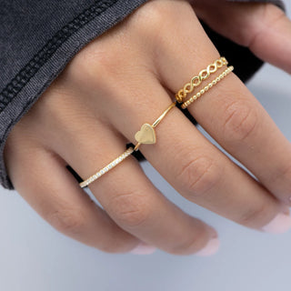 Minimalist Heart Shape Solitaire Gold Metal Engagement Ring