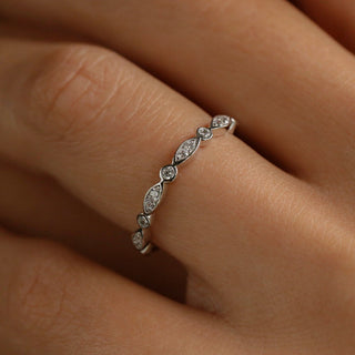 0.30 TCW Round Cut Unique Bezel Eternity Moissanite Diamond Wedding Band
