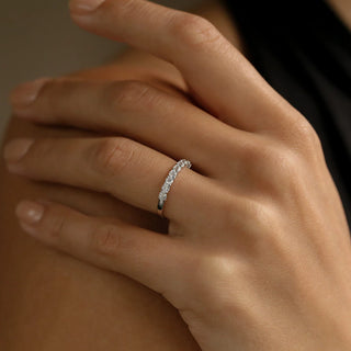 0.35 TCW Unique Round Cut Half Eternity Moissanite Diamond Wedding Band