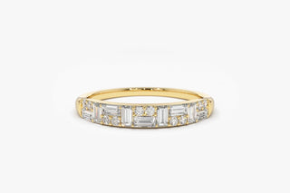 0.40 TCW Round & Baguette Cut Cluster Moissanite Diamond Wedding Band