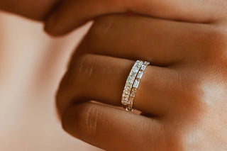 0.40 TCW Round & Baguette Cut Cluster Moissanite Diamond Wedding Band