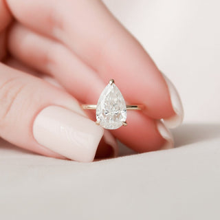 2.50CT Pear Cut Hidden Halo Solitaire Moissanite Diamond Engagement Ring