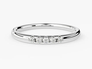 0.05 TCW Round Cut 5 Stone Moissanite Diamond Wedding Band