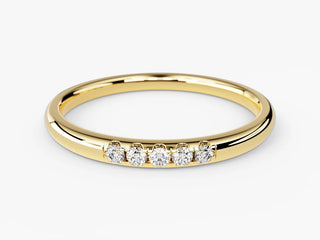 0.05 TCW Round Cut 5 Stone Moissanite Diamond Wedding Band