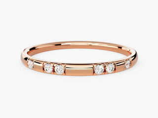 0.06 TCW Round Cut Flush Set Moissanite Diamond Wedding Band