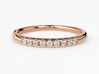 0.09 TCW Round Cut 9 Stone Moissanite Diamond Wedding Band