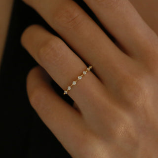 0.10 TCW Round Cut Ultra Thin Bubble Half Floating Moissanite Diamond Wedding Band
