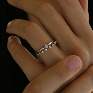0.10 TCW Round Cut Ultra Thin Bubble Half Floating Moissanite Diamond Wedding Band