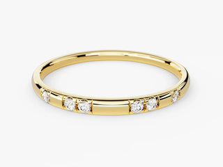 0.06 TCW Round Cut Flush Set Moissanite Diamond Wedding Band