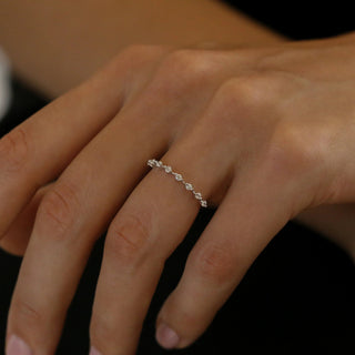 0.10 TCW Round Cut Ultra Thin Bubble Half Floating Moissanite Diamond Wedding Band