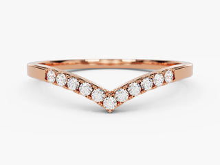 0.11 TCW Round Cut V Shaped Chevron Moissanite Diamond Wedding Band
