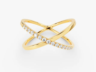 0.15 TCW Round Cut Halfway Criss Cross Moissanite Diamond Wedding Band