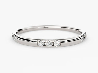 0.09 TCW Round Cut Flush Set Moissanite Diamond Wedding Band