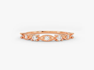 0.15 TCW Round Cut Vintage Milgrain Moissanite Diamond Wedding Band