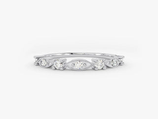 0.15 TCW Round Cut Vintage Milgrain Moissanite Diamond Wedding Band