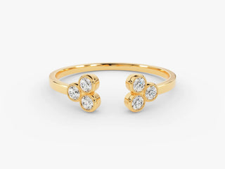 0.18 TCW Round Cut Bezel Open Cuff Moissanite Diamond Wedding Band