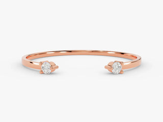 0.04 TCW Round Cut Prong Open Cuff Moissanite Diamond Wedding Band
