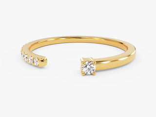 0.13 TCW Round Cut Pave Open Moissanite Diamond Wedding Band