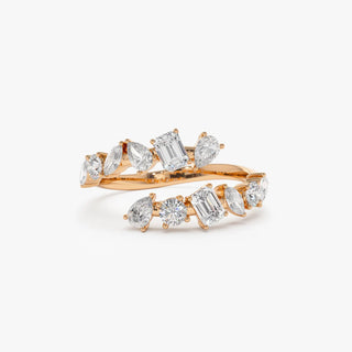 1.0 TCW Multi Shape Cross Over Cluster Moissanite Diamond Wedding Band