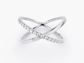 0.15 TCW Round Cut Halfway Criss Cross Moissanite Diamond Wedding Band
