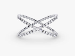0.29 TCW Unique Round Cut Criss Cross Moissanite Diamond Wedding Band
