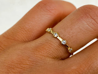 0.10 TCW Round Cut Bezel Petite Moissanite Diamond Wedding Band