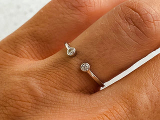 0.06 TCW Unique Round Cut Bezel Open Cuff Moissanite Diamond Wedding Band