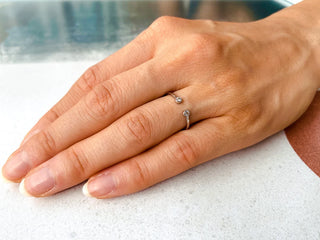 0.06 TCW Unique Round Cut Bezel Open Cuff Moissanite Diamond Wedding Band