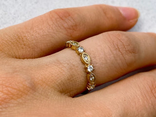 0.15 TCW Round Cut Vintage Milgrain Moissanite Diamond Wedding Band