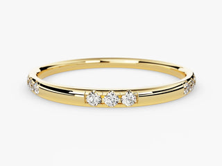 0.09 TCW Round Cut Flush Set Moissanite Diamond Wedding Band