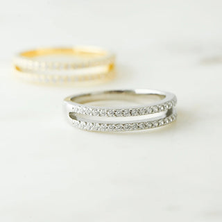 0.25TCW Round Double Band Moissanite Diamond Wedding Band