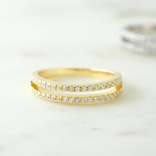 0.25TCW Round Double Band Moissanite Diamond Wedding Band