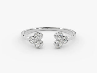 0.18 TCW Round Cut Bezel Open Cuff Moissanite Diamond Wedding Band