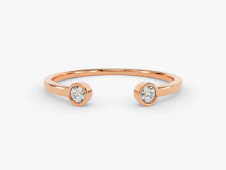 0.06 TCW Unique Round Cut Bezel Open Cuff Moissanite Diamond Wedding Band