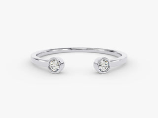 0.06 TCW Unique Round Cut Bezel Open Cuff Moissanite Diamond Wedding Band