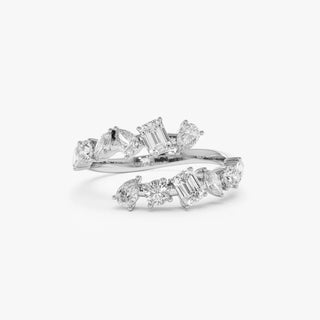 1.0 TCW Multi Shape Cross Over Cluster Moissanite Diamond Wedding Band