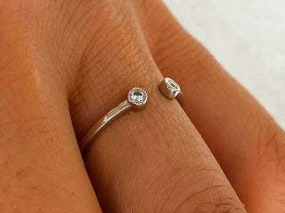 0.06 TCW Unique Round Cut Bezel Open Cuff Moissanite Diamond Wedding Band