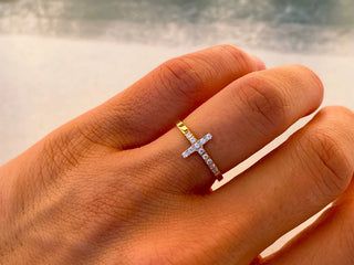 0.12 TCW Round Cut Cross Moissanite Diamond Wedding Band