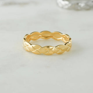 Minimalist Unique Design Plain X Gold Metal Wedding Band
